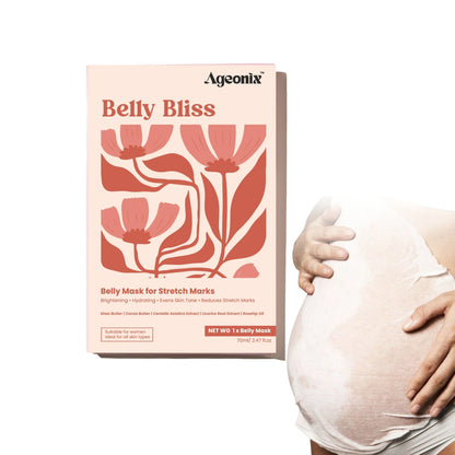 Belly Bliss Stretch Mark Belly Sheet Mask with Rosehip Oil – Pregnancy & Postpartum Skin Treatment