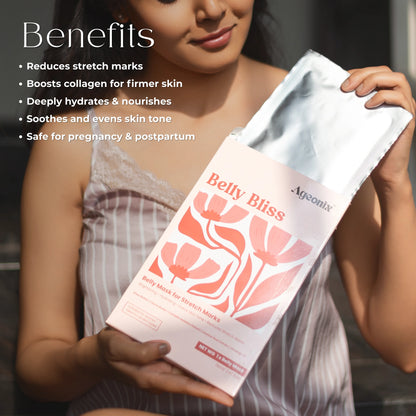 Belly Bliss Stretch Mark Belly Sheet Mask with Rosehip Oil – Pregnancy & Postpartum Skin Treatment