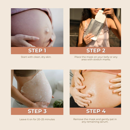 Belly Bliss Stretch Mark Belly Sheet Mask with Rosehip Oil – Pregnancy & Postpartum Skin Treatment