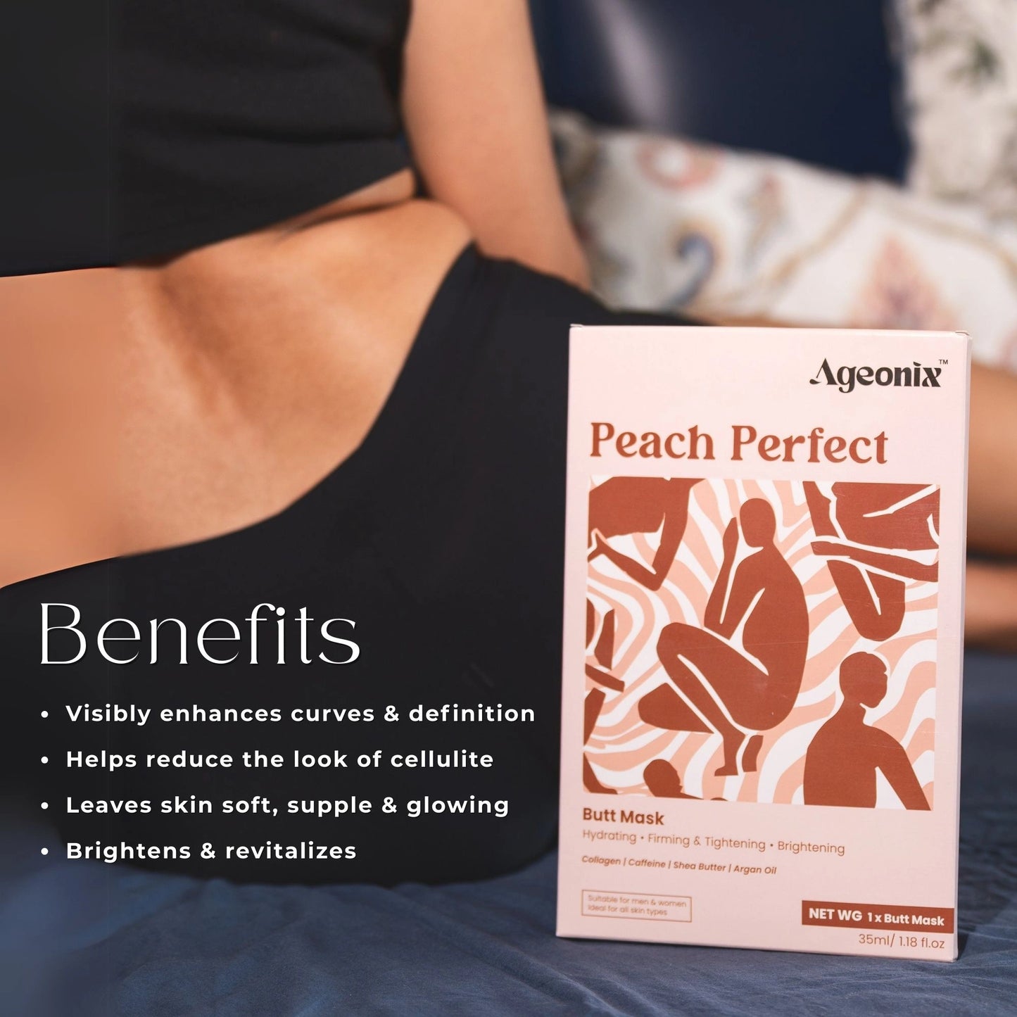 Peach Perfect Hydrating Butt Sheet Mask – Firming & Brightening Body Treatment with Collagen & Caffeine