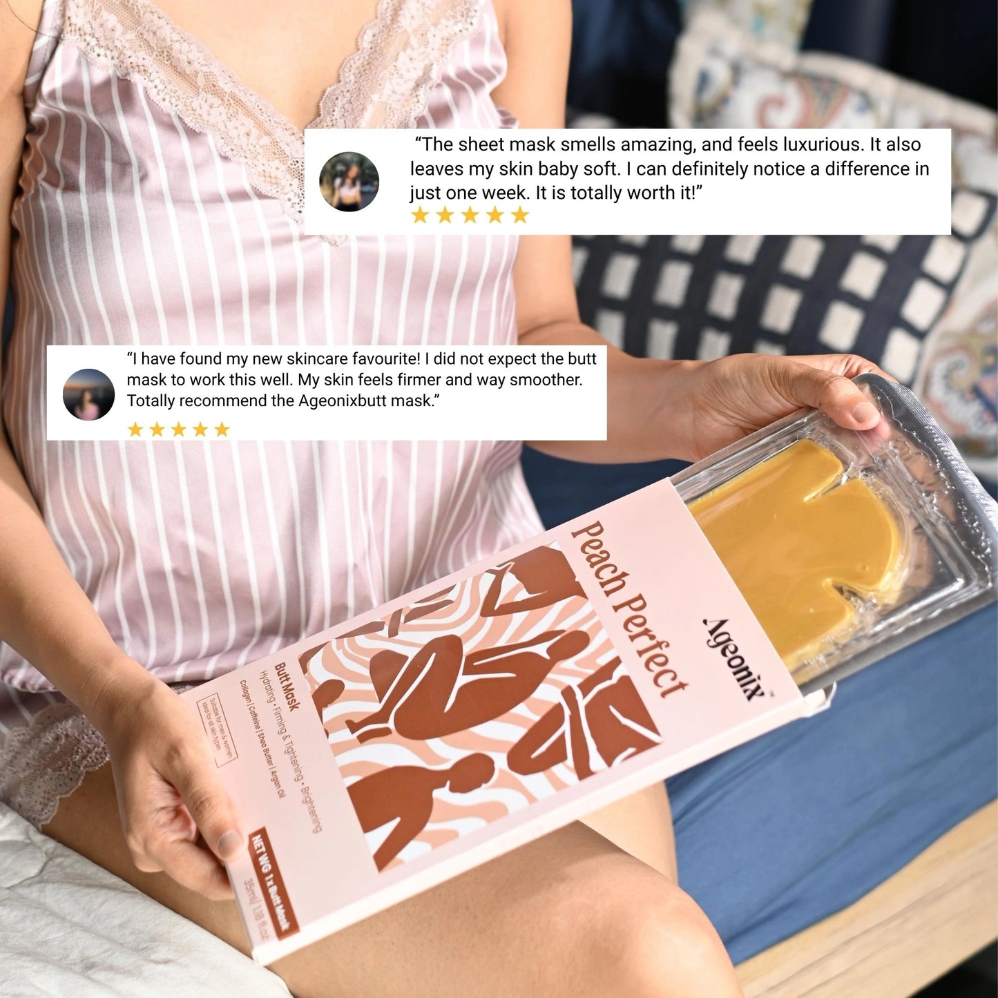 Peach Perfect Hydrating Butt Sheet Mask – Firming & Brightening Body Treatment with Collagen & Caffeine