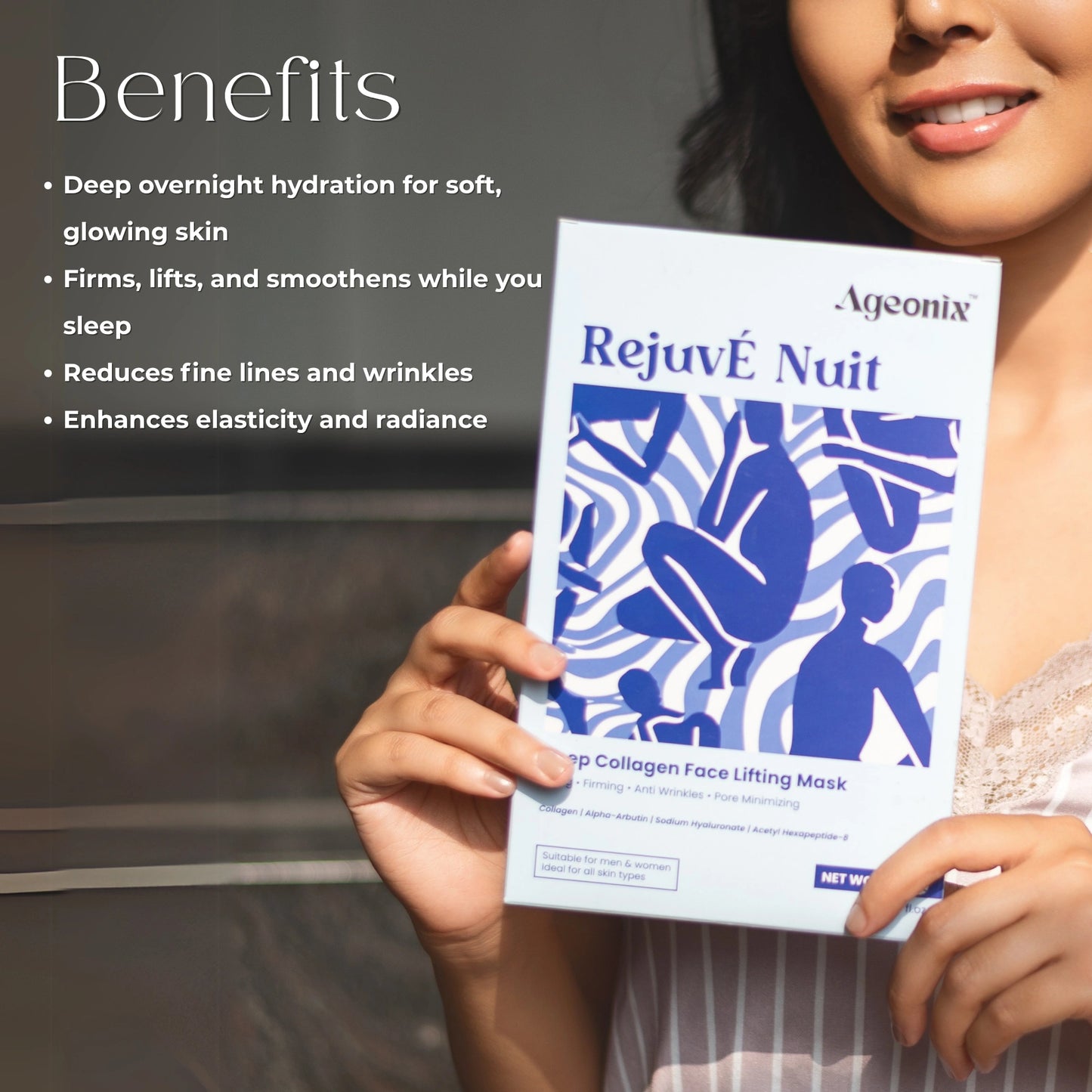Rejuve Nuit Korean Collagen Overnight Face Mask – Glass Skin Hydration, Lifting & Wrinkle Repair with Hyaluronic Acid