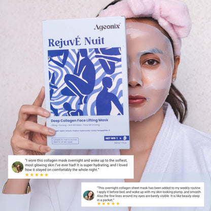 Rejuve Nuit Korean Collagen Overnight Face Mask – Glass Skin Hydration, Lifting & Wrinkle Repair with Hyaluronic Acid