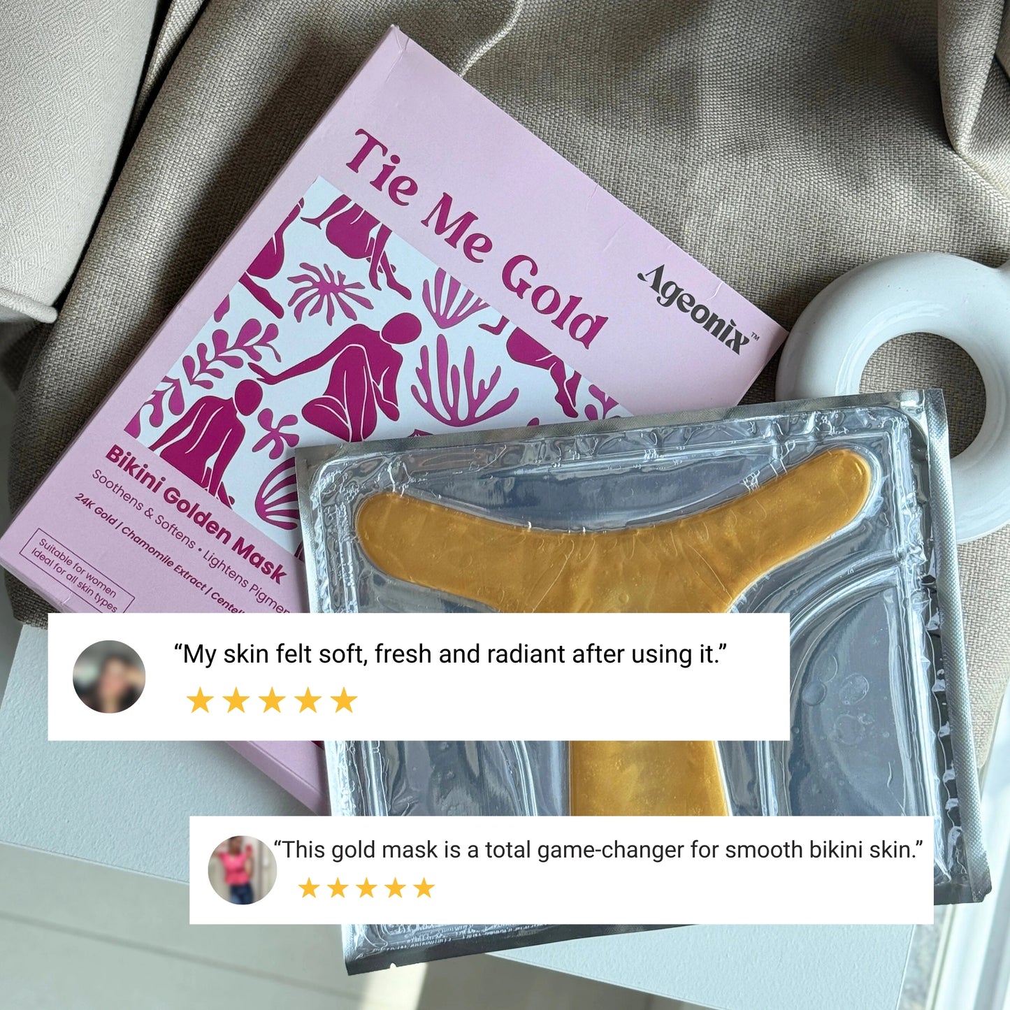 Tie Me Gold Bikini Mask – 24K Gold Hydration & Soothing Care